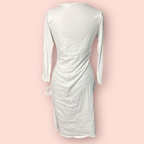 Velvet Graham & Spencer dress ivory white long sleeve Ruched Wrap Large Bridal - Picture 3 of 6